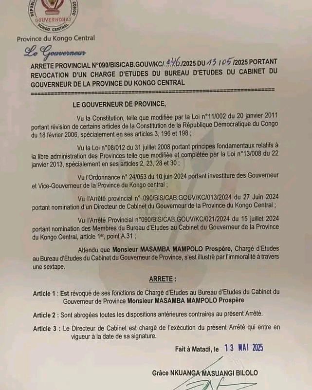 INSOLITE-RDC : un haut cadre du gouvernement révoqué après la fuite d’une video sextape 2 17472191120274166640795586634697